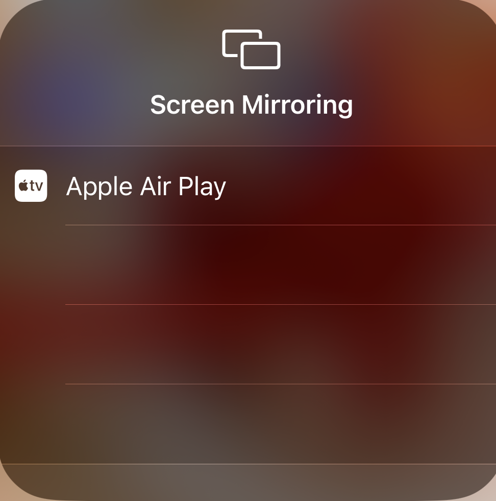 Apple AirPlay screen mirroring option